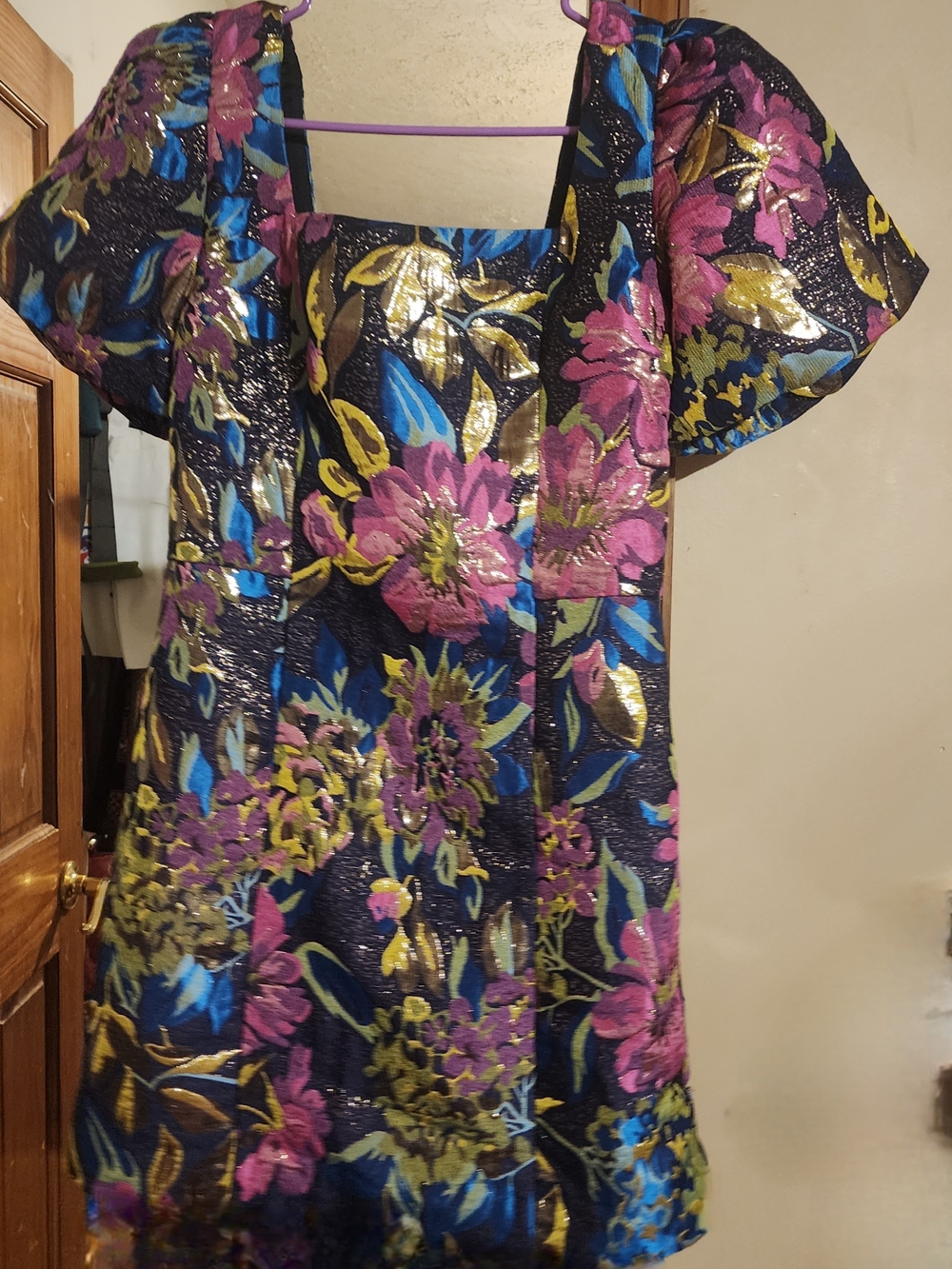 Women's Floral Metallic Party Dress